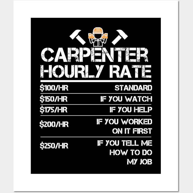 Funny Carpenter Hourly Rate Wall Art by hanespace